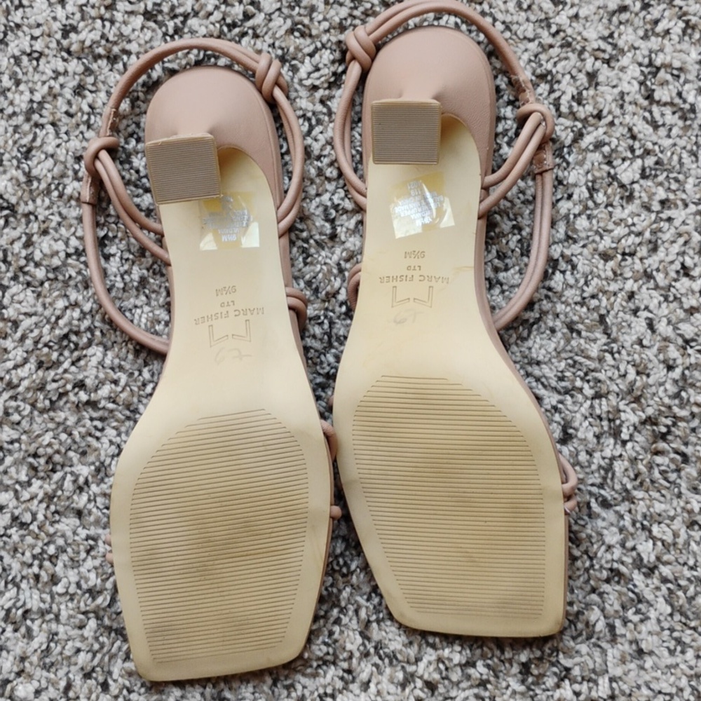 NEW Marc Fisher LTD Davia Square Toe Heel Nude Leather Size 9.5 Elegant Chic - Picture 7 of 7